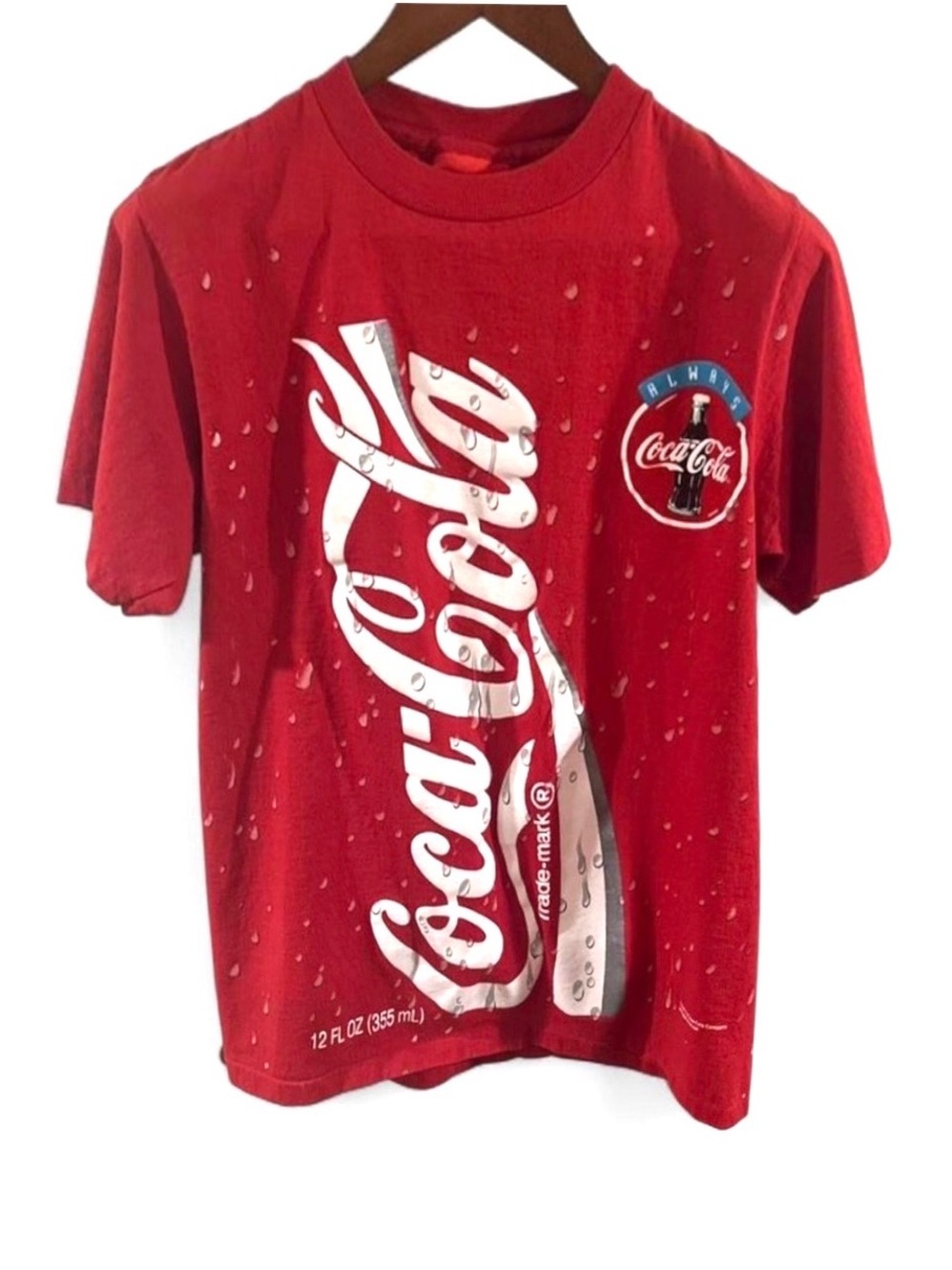 VTG 90s Men’s Red Coca Cola Single Stitch Graphic T-Shirt Size Large